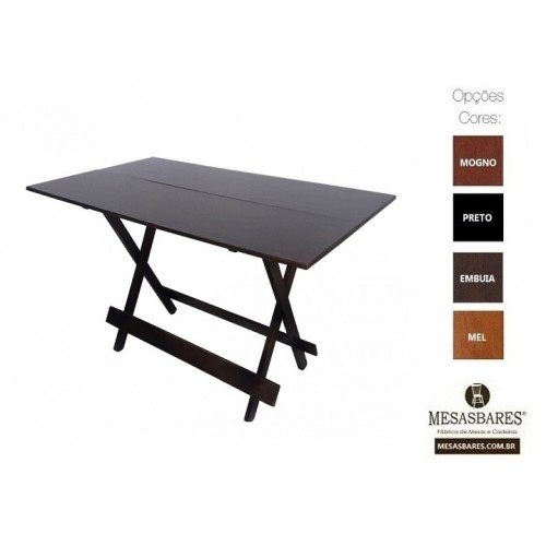 Conjunto Dobrável Mesa 120x70 com 4 Cadeiras de Madeira - Cod: 763